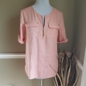 Ellen Tracy Linen Zip Pullover Small